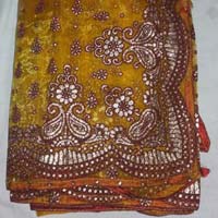 Designer Gold Banarsi Printed Tissue Party Wear Saree Yellow Colour