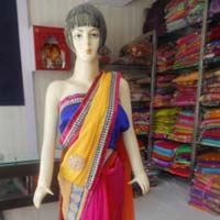 Designer Heavy Work Broad Border Shaded Georgette Multi Colour Saree