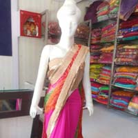 Designer Heavy Zari Work Border Georgette Pink Colour Saree