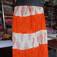 Orange Sanganeri Printed Cotton Skirt