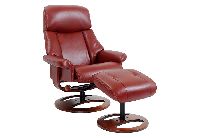 Benchmaster Swivel Chair with Ottoman in Ruby