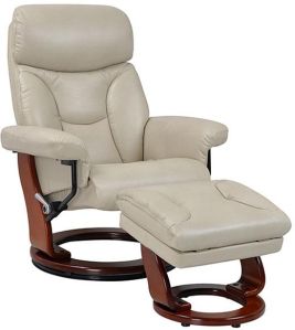 BenchMaster Swivel Chair With Storage Ottoman In Taupe