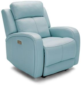 Kuka Milano Light Blue Power Recliner - Leather Match