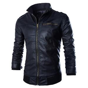 Full Sleeve Party Wear Mens Black Leather Jacket, Size: Large at best price  in Meerut