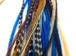Feather Extensions (Blue Collection) Salon Grade- 3 Feathers Pre-tipped with salon quality adhesive : Micro Link Included