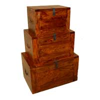 3 Pcs Wooden Chest Set