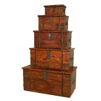 5 Pcs Wooden Chest Set