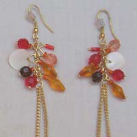 Glass Bead Earrings (SER-11 Orange)
