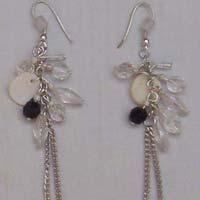 Glass Bead Earrings (SER-11 White)