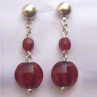 Glass Bead Earrings (SER-14 Red)
