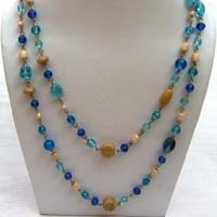 Glass Bead Necklace (cj-4363 Blue)