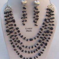 Glass Bead Necklace Set (CJ-5537 Black)