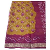 Manufacturer Of Gaji Silk Tissue Palav Shikari Design Bandhni Sarees 