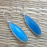 Blue Chalcedony Gemstone Earrings