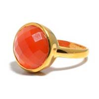 Orange chalcedony gemstone ring