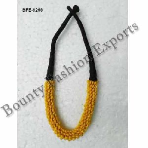 Bone Yellow-Black Bead Necklaces