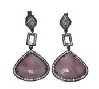 Multi Sapphire Earring with Cubic Zirconia