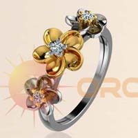 Designer Flower with CZ studded Two tone plated Rings