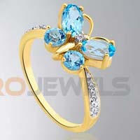 Gold Plated Butterfly Gemstone Rings