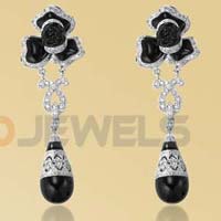 Onyx Pearl with CZ Studded Earrings