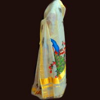 Hand Painted Hand Woven Tissue Saree
