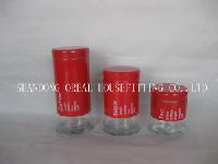 Red Glass Coffee Bottles