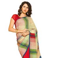 Striped Printed Silk Saree