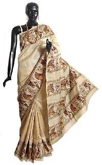 hand printed embroidery sarees