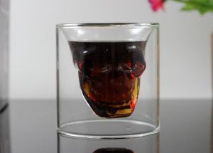 Glass Skull, Shotglass, Two Piece Glass