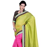 Amazing Border Worked Pink Colored Linen Saree 704a