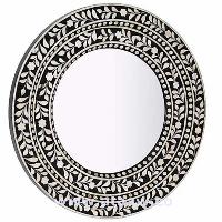 Mother of Pearl Round Mirror Frame Black Handmade Antique Home Decor F