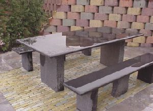 Lime Black Table/Bench Set( Limestone)