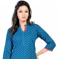 Hues of Blue Cotton Short Tunic for Women