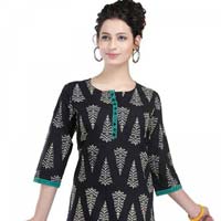The Black Blaze Short Tunic for Women with Printed Design