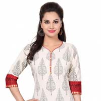 The Contemporary Affair White Cotton Tunic with Block Print