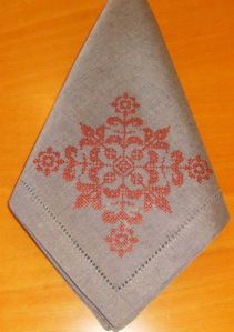 Beige Embroidered Linen Napkins