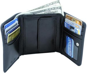 Black Leather Trifold Wallet, Brand Name : Orvil_CLC