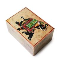 Rectangular Softstone Box with Handpainted Elephant