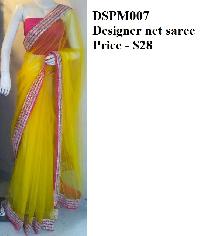Designer Yellow Net Saree