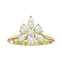 Shish Jewels Cz Round and Marquise Stud Sterling Silver Ring
