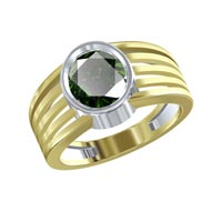 Shish Jewels Green Oval Stud Mens Sterling Silver Ring