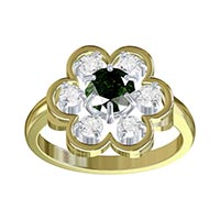 Shish Jewels Green Round Stud Gemstone Sterling silver ring for Her