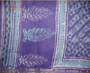 Bagru Dabu Print Chanderi Dupatta (With Tassels)