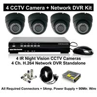 4 Dome Camera and 4 Inch DVR System Combo