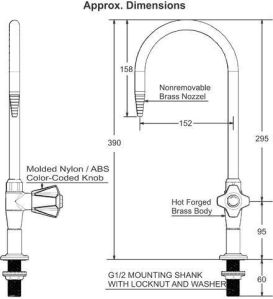 Single Way Goose Neck Water Taps Sketch