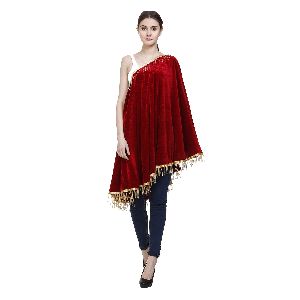 Ladies Red Poncho Tops