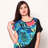 Polyester and Georgette Half Sleeve Top