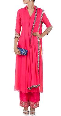 Neon Pink Georgette Kurta