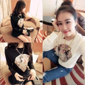 European Latest 2015 Early Autumn Printing Jacket Easy T Women Long Sl