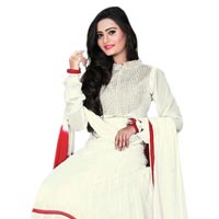 White Georgette Unstiched Dress Material